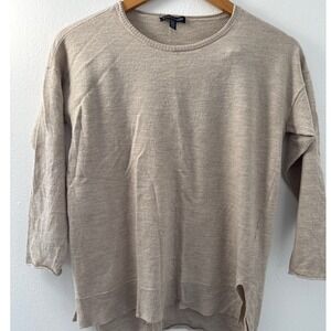 Eileen Fisher 100% Merino Wool Tan Sweater Sz Med Lightweight Neutral Normcore